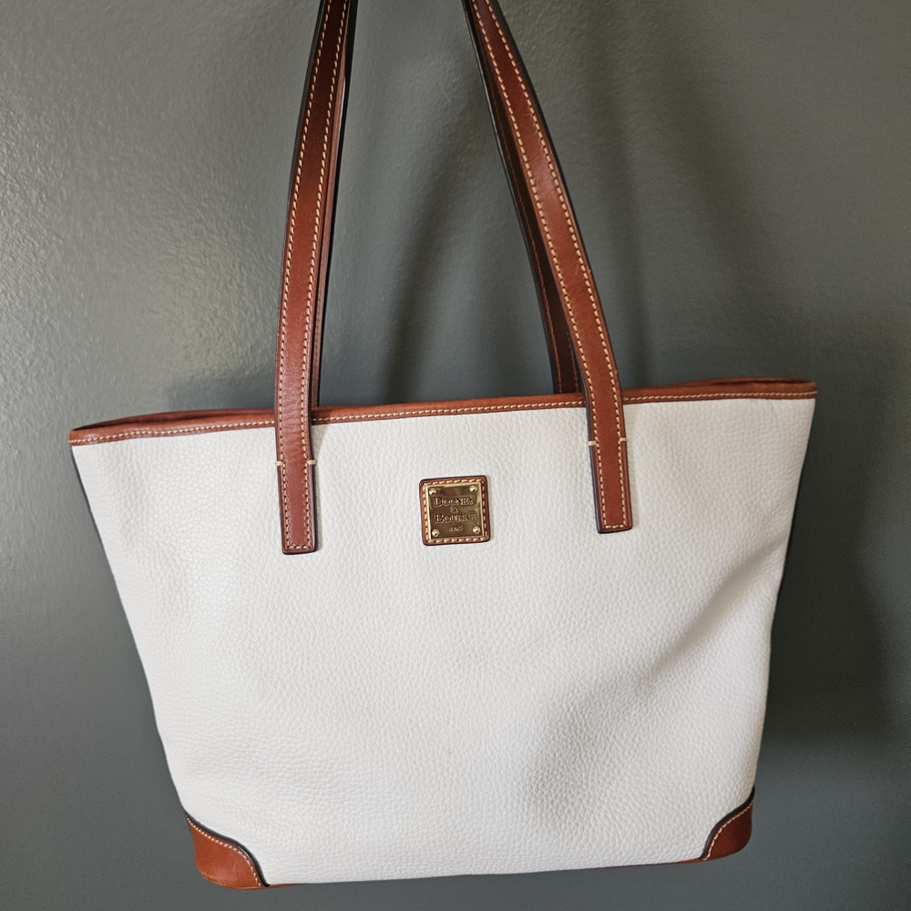Dooney & Bourke White and Brown Tote Bag
